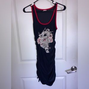 Meshed, dragon, tie dress